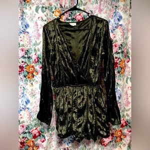 Emory Park forest green Velvet Romper, small